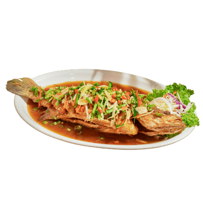 Deep Fried Siakap (Spicy Soy Sauce)